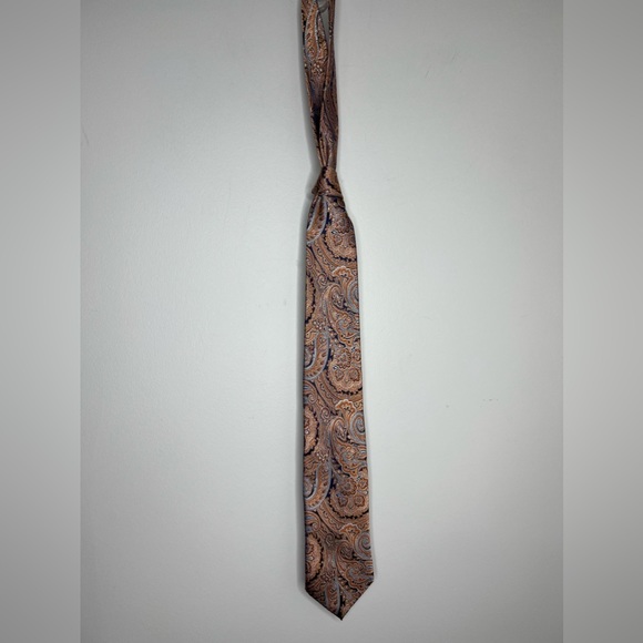 Men’s SEAN JOHN paisley neck tie. Orange with blue. Gorgeous tie! - Picture 4 of 6